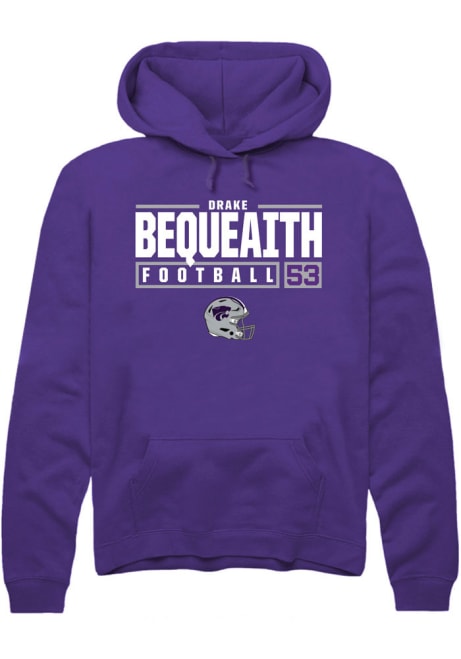 Drake Bequeaith Rally Mens Purple K-State Wildcats NIL Stacked Box Hooded Sweatshirt