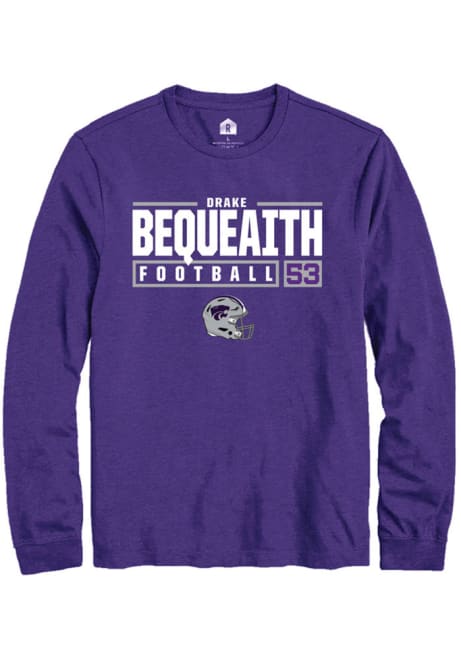 Drake Bequeaith Rally Mens Purple K-State Wildcats NIL Stacked Box Tee