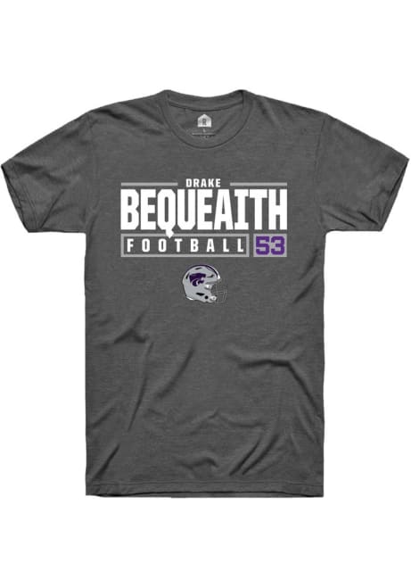 Drake Bequeaith Grey K-State Wildcats NIL Stacked Box Short Sleeve T Shirt