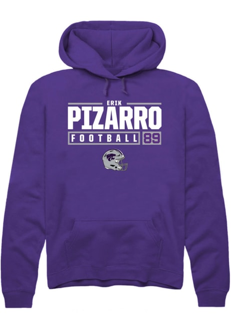 Erik Pizarro Rally Mens Purple K-State Wildcats NIL Stacked Box Hooded Sweatshirt