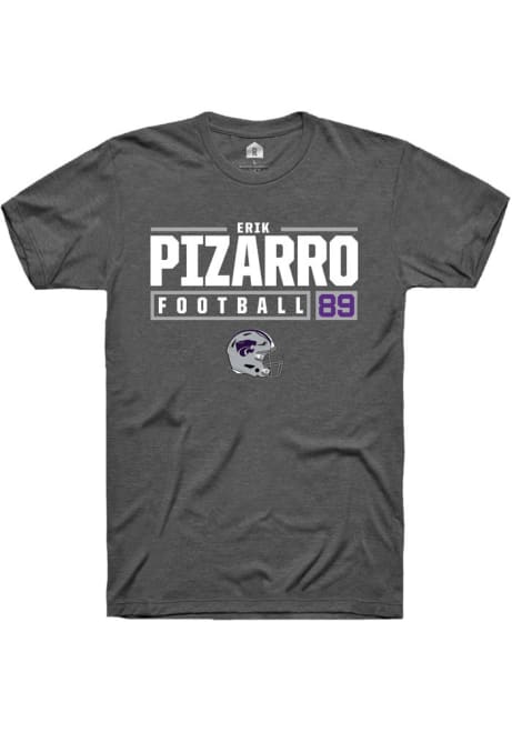 Erik Pizarro Dark Grey K-State Wildcats NIL Stacked Box Short Sleeve T Shirt