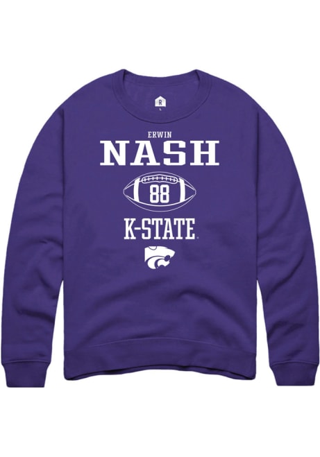 Erwin Nash Rally Mens Purple K-State Wildcats NIL Sport Icon Crew Sweatshirt