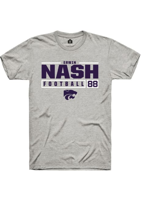 Erwin Nash Ash K-State Wildcats NIL Stacked Box Short Sleeve T Shirt
