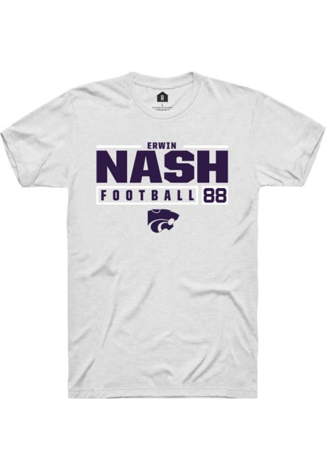 Erwin Nash White K-State Wildcats NIL Stacked Box Short Sleeve T Shirt