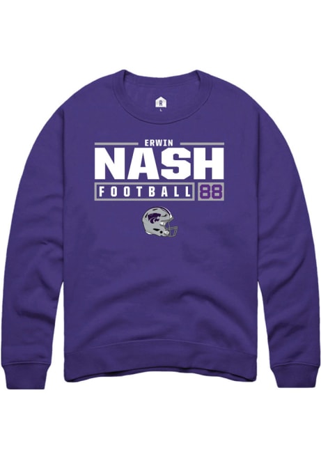 Erwin Nash Rally Mens Purple K-State Wildcats NIL Stacked Box Crew Sweatshirt