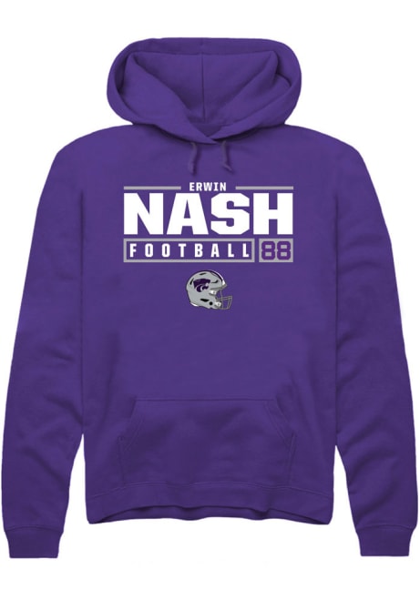 Erwin Nash Rally Mens Purple K-State Wildcats NIL Stacked Box Hooded Sweatshirt