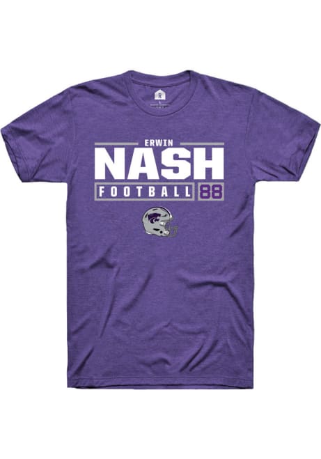 Erwin Nash Purple K-State Wildcats NIL Stacked Box Short Sleeve T Shirt