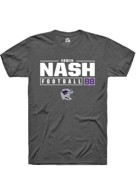 Erwin Nash Grey K-State Wildcats NIL Stacked Box Short Sleeve T Shirt