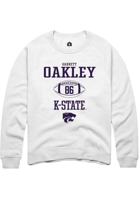 Garrett Oakley Rally Mens White K-State Wildcats NIL Sport Icon Crew Sweatshirt