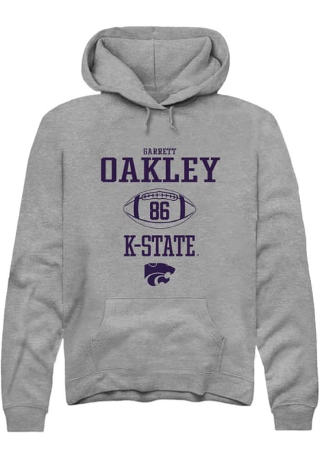 Garrett Oakley Rally Mens Grey K-State Wildcats NIL Sport Icon Hooded Sweatshirt