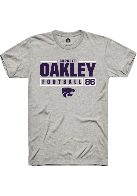 Garrett Oakley Ash K-State Wildcats NIL Stacked Box Short Sleeve T Shirt