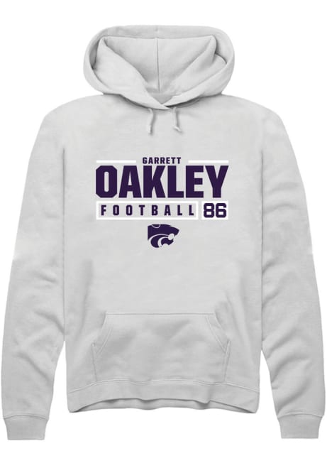Garrett Oakley Rally Mens White K-State Wildcats NIL Stacked Box Hooded Sweatshirt