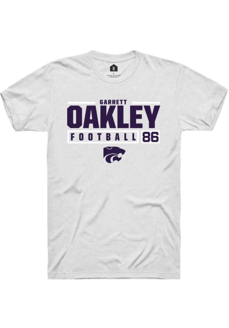 Garrett Oakley White K-State Wildcats NIL Stacked Box Short Sleeve T Shirt