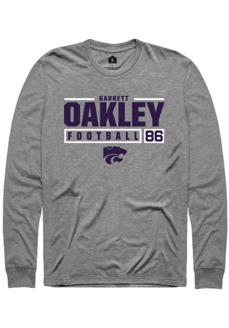 Garrett Oakley Rally Mens Graphite K-State Wildcats NIL Stacked Box Tee