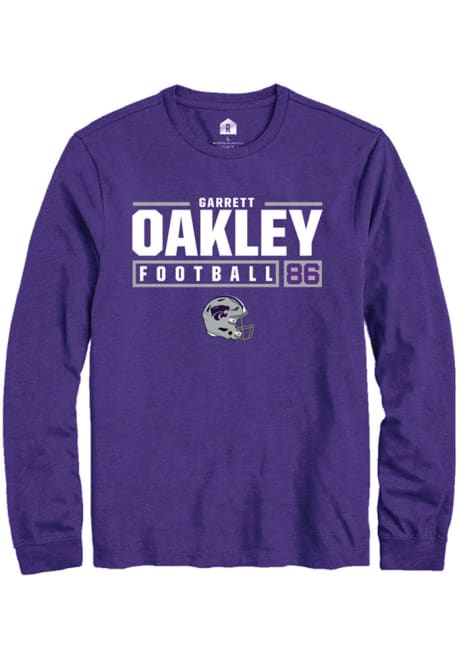 Garrett Oakley Rally Mens Purple K-State Wildcats NIL Stacked Box Tee
