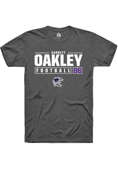 Garrett Oakley Grey K-State Wildcats NIL Stacked Box Short Sleeve T Shirt
