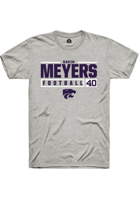 Gavin Meyers Ash K-State Wildcats NIL Stacked Box Short Sleeve T Shirt