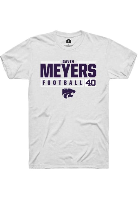 Gavin Meyers White K-State Wildcats NIL Stacked Box Short Sleeve T Shirt