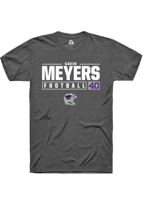 Gavin Meyers Dark Grey K-State Wildcats NIL Stacked Box Short Sleeve T Shirt
