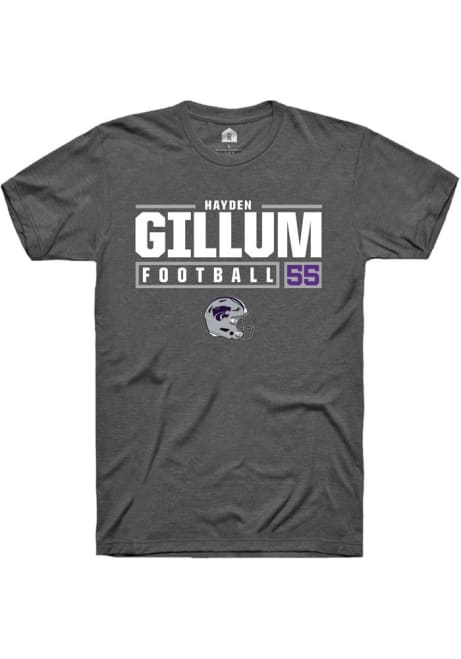 Hayden Gillum Dark Grey K-State Wildcats NIL Stacked Box Short Sleeve T Shirt