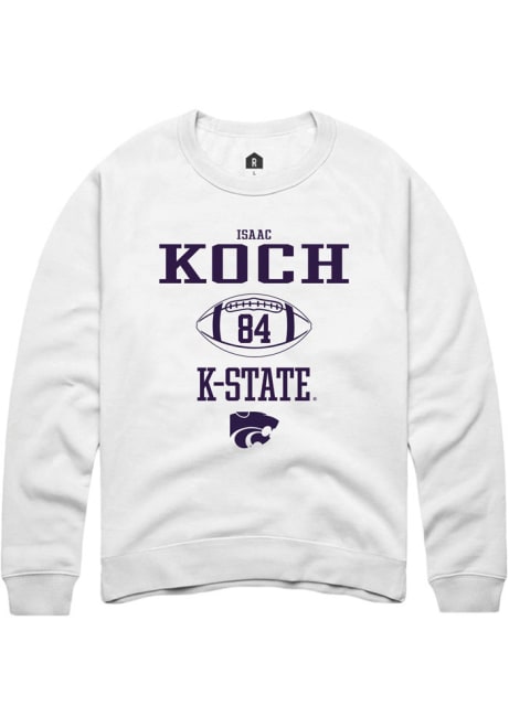 Isaac Koch Rally Mens White K-State Wildcats NIL Sport Icon Crew Sweatshirt