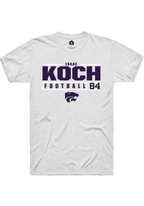 Isaac Koch White K-State Wildcats NIL Stacked Box Short Sleeve T Shirt