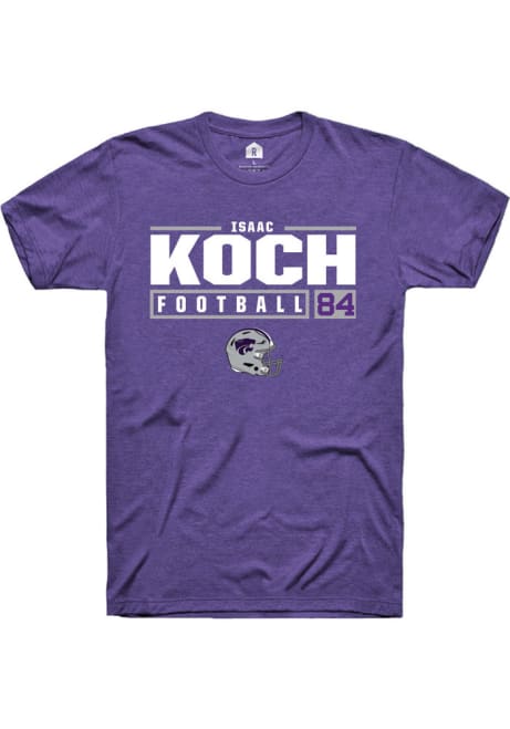 Isaac Koch Purple K-State Wildcats NIL Stacked Box Short Sleeve T Shirt