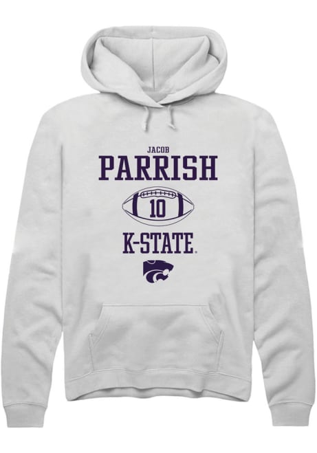 Jacob Parrish Rally Mens White K-State Wildcats NIL Sport Icon Hooded Sweatshirt