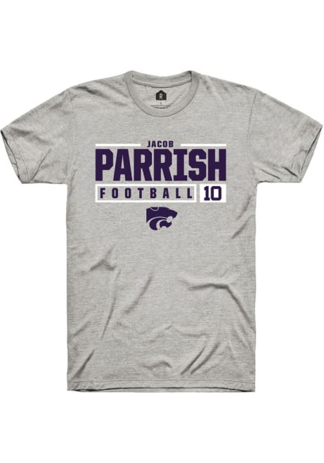 Jacob Parrish Ash K-State Wildcats NIL Stacked Box Short Sleeve T Shirt