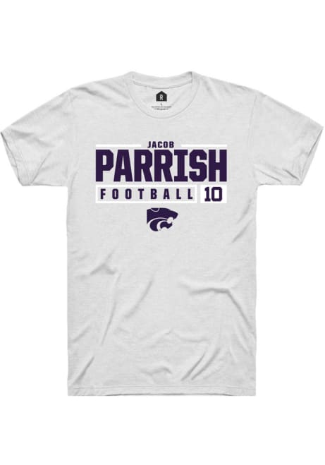 Jacob Parrish White K-State Wildcats NIL Stacked Box Short Sleeve T Shirt