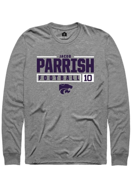 Jacob Parrish Rally Mens Graphite K-State Wildcats NIL Stacked Box Tee