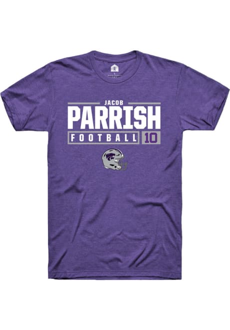 Jacob Parrish Purple K-State Wildcats NIL Stacked Box Short Sleeve T Shirt