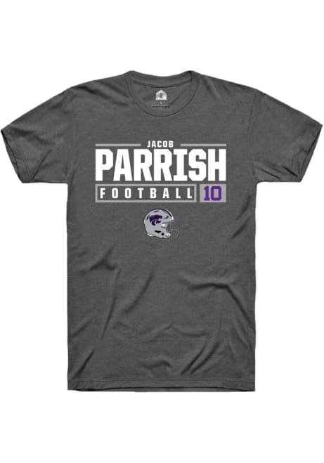 Jacob Parrish Dark Grey K-State Wildcats NIL Stacked Box Short Sleeve T Shirt
