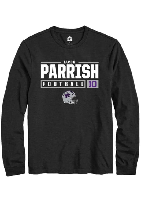 Jacob Parrish Rally Mens Black K-State Wildcats NIL Stacked Box Tee