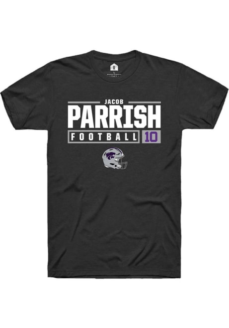 Jacob Parrish Black K-State Wildcats NIL Stacked Box Short Sleeve T Shirt