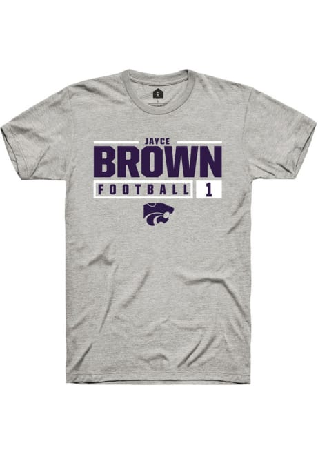Jayce Brown Ash K-State Wildcats NIL Stacked Box Short Sleeve T Shirt