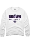 Main image for Jayce Brown  Rally K-State Wildcats Mens White NIL Stacked Box Long Sleeve Crew Sweatshirt