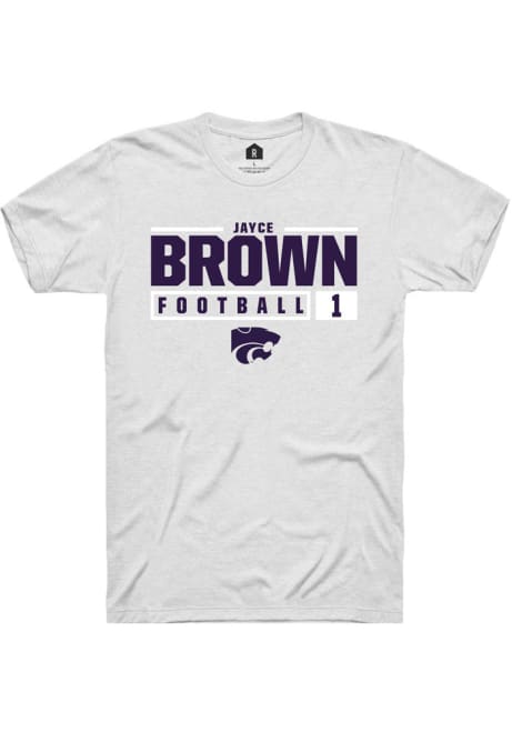 Jayce Brown White K-State Wildcats NIL Stacked Box Short Sleeve T Shirt