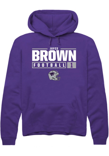 Jayce Brown Rally Mens Purple K-State Wildcats NIL Stacked Box Hooded Sweatshirt