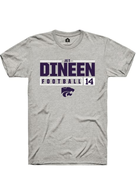 Jet Dineen Ash K-State Wildcats NIL Stacked Box Short Sleeve T Shirt