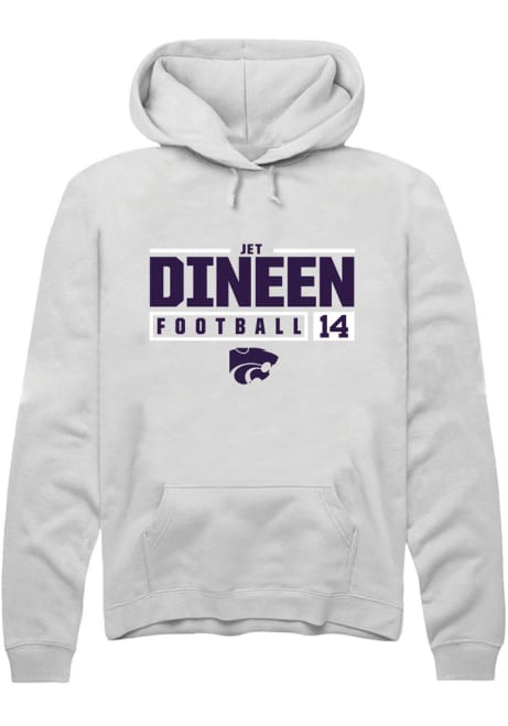 Jet Dineen Rally Mens White K-State Wildcats NIL Stacked Box Hooded Sweatshirt