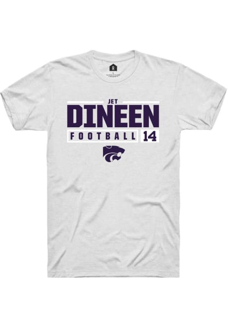 Jet Dineen White K-State Wildcats NIL Stacked Box Short Sleeve T Shirt