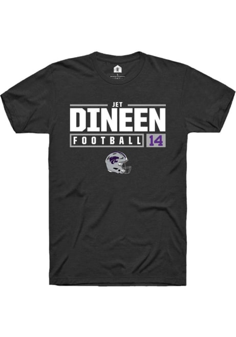 Jet Dineen Black K-State Wildcats NIL Stacked Box Short Sleeve T Shirt