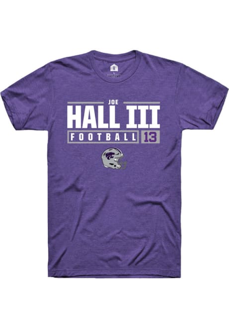 Joe Hall III Purple K-State Wildcats NIL Stacked Box Short Sleeve T Shirt
