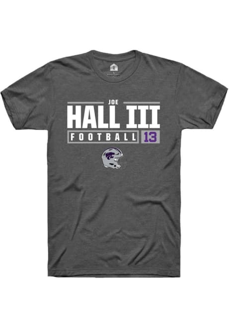 Joe Hall III Grey K-State Wildcats NIL Stacked Box Short Sleeve T Shirt