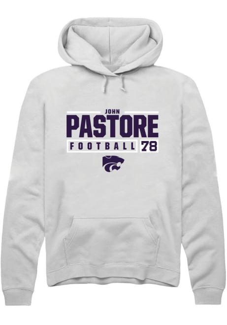John Pastore Rally Mens White K-State Wildcats NIL Stacked Box Hooded Sweatshirt