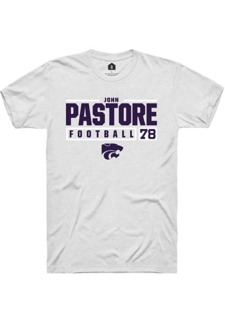 John Pastore White K-State Wildcats NIL Stacked Box Short Sleeve T Shirt