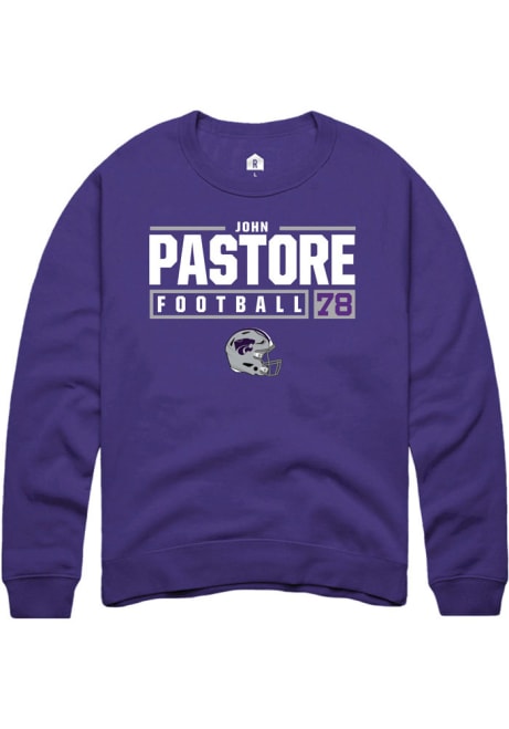John Pastore Rally Mens Purple K-State Wildcats NIL Stacked Box Crew Sweatshirt