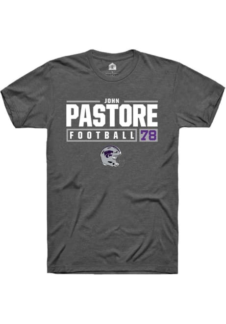 John Pastore Dark Grey K-State Wildcats NIL Stacked Box Short Sleeve T Shirt