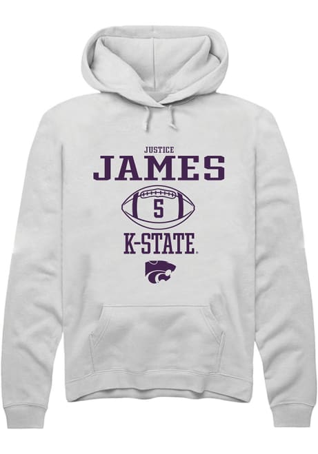 Justice James Rally Mens White K-State Wildcats NIL Sport Icon Hooded Sweatshirt